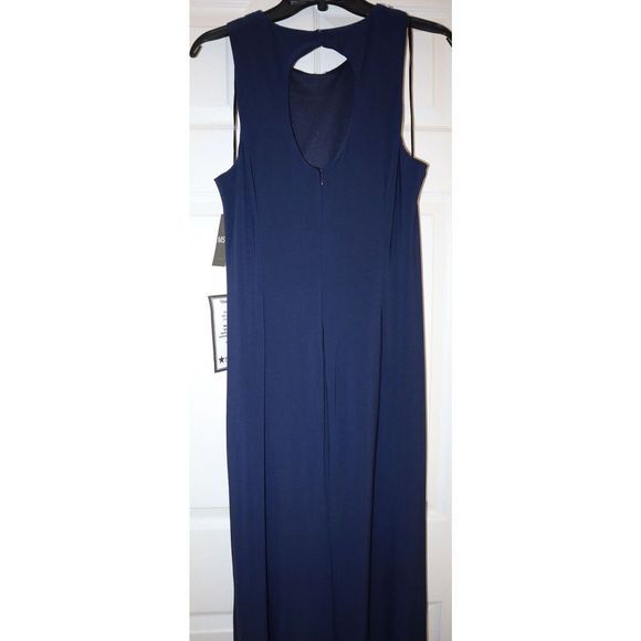 MSK 93900363L Sz 16 Navy Style Setter Embellished Front-Slit Evening Gown $129 - Picture 6 of 12